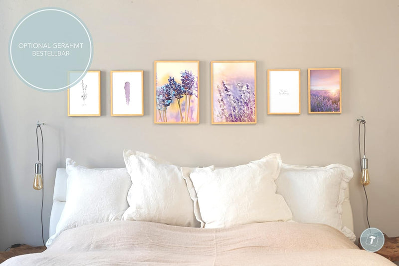 Papierschmiede® Mood Poster Set Lavendel, Bilder Wohnzimmer Deko Schlafzimmer, 2x DIN A3 und 4x DIN