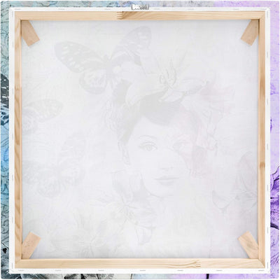 Bilderwelten Leinwandbild - Shabby Chic Collage - Portrait mit Schmetterlingen 30cm x 30cm - Recycle