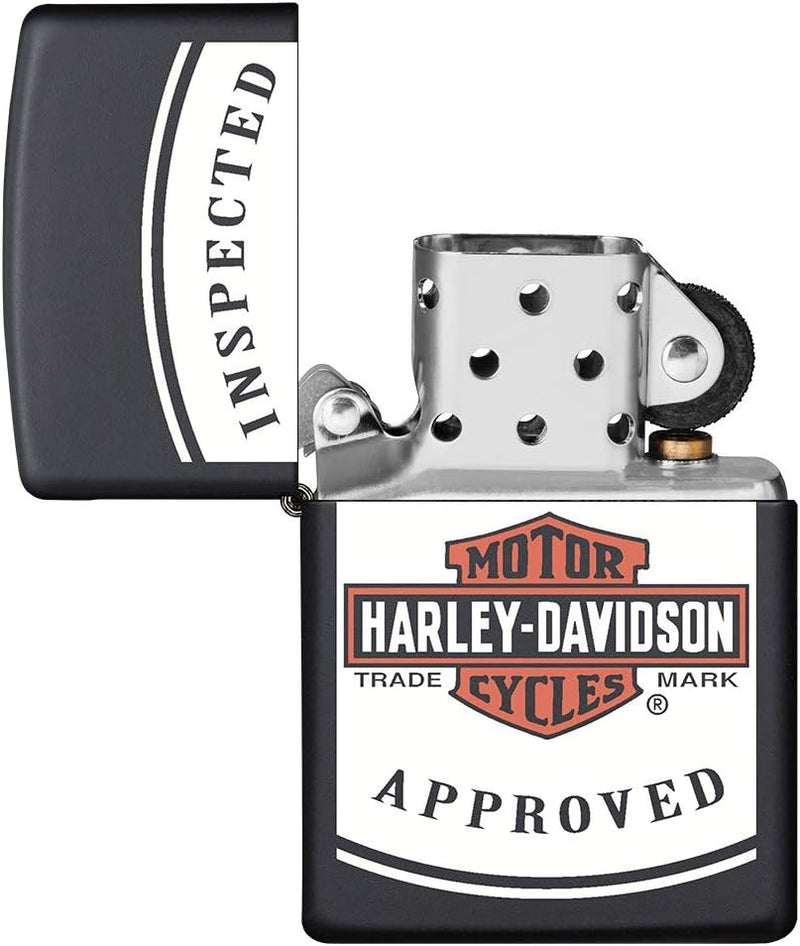 ZIPPO – Sturmfeuerzeug, Harley Davidson Inspected Approved, Color Image, Black Matte, nachfüllbar, i