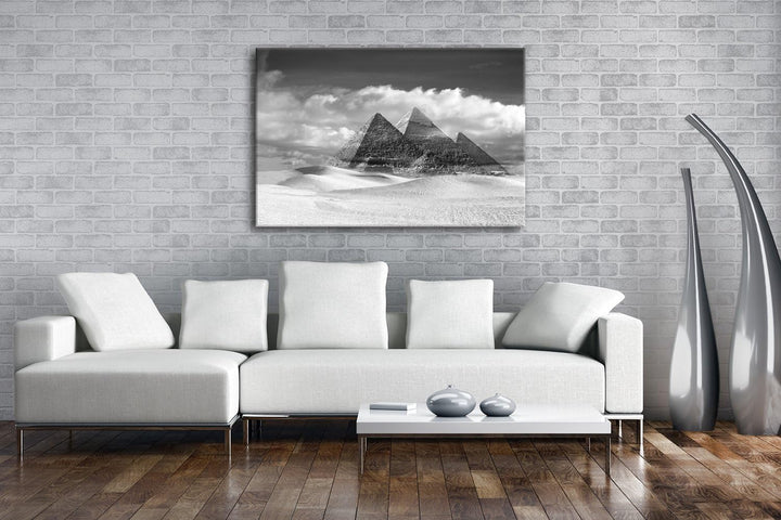 deyoli Die Pyramiden von Gizeh Format: 80x60 Effekt: Schwarz/Weiss als Leinwand, Motiv fertig gerahm
