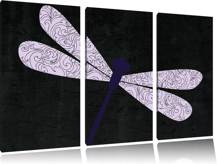 Pixxprint Hübsche Libelle als Leinwandbild/Grösse: 3 Teilig (120x80 cm) cm/Wandbild/Kunstdruck/ferti