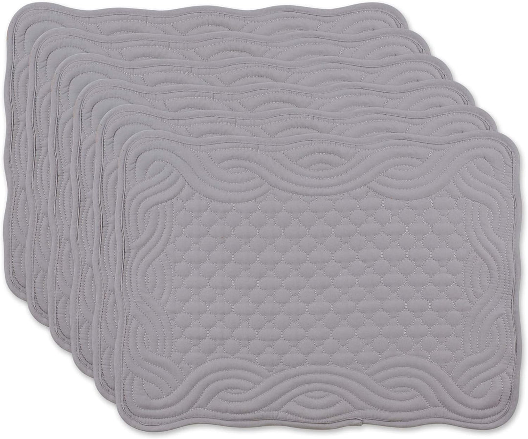 DII Gesteppte Tischsets aus der Farmhouse-Kollektion, Grau, 6-teilig Placemat Set Grau, Placemat Set