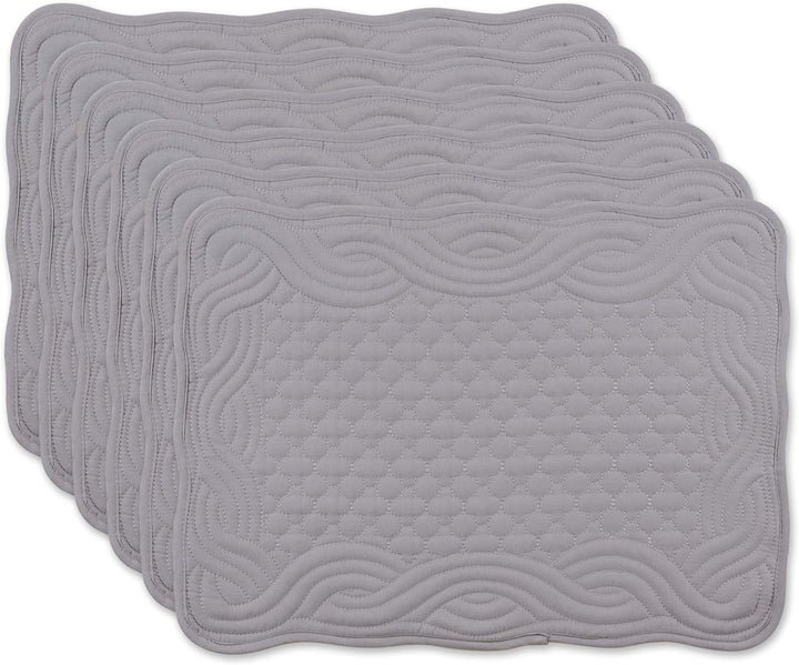 DII Gesteppte Tischsets aus der Farmhouse-Kollektion, Grau, 6-teilig Placemat Set Grau, Placemat Set