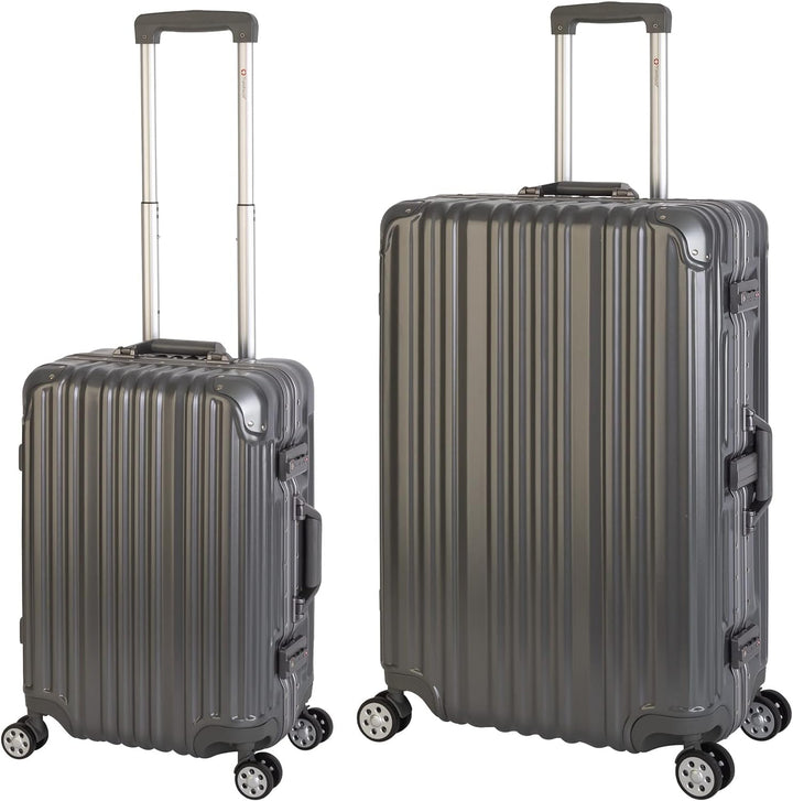 Travelhouse London Koffer Grau S-55cm, L-55cm · 2er-Set · Alu-Rahmen · Polykarbonat Hartschale · Han