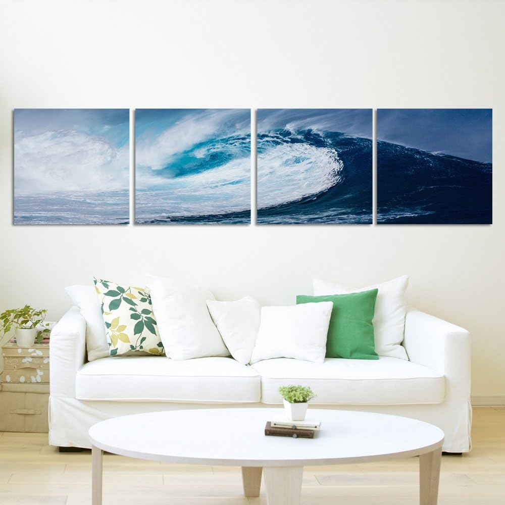 Feeby. Leinwandbild, Bilder, Wand Bild - 4 Teile - Panoramabild, Wandbilder, Kunstdruck 80x20 cm, WE