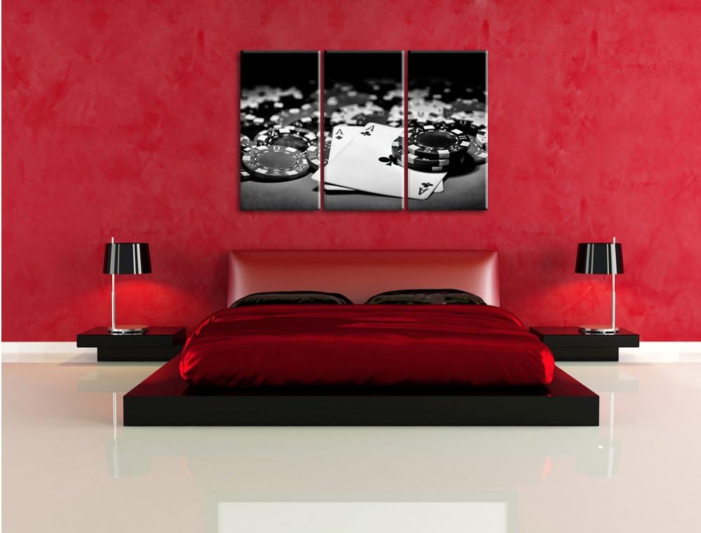 Pixxprint Spielkarten als Leinwandbild | Grösse: 3 Teilig (120x80) | Wandbild| Kunstdruck | fertig b