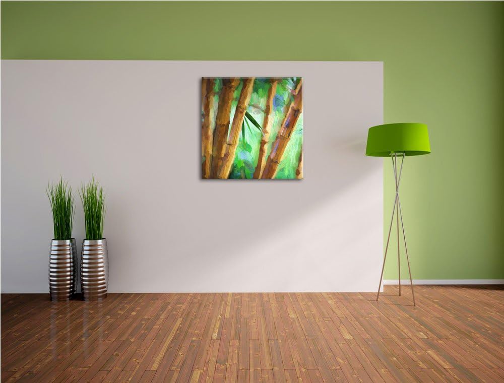 alter rustikaler Bambus, Format: 70x70 auf Leinwand, XXL riesige Bilder fertig gerahmt mit Keilrahme