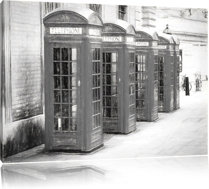 Pixxprint rote Londoner Telefonzellen Kunst als Leinwandbild/Grösse: 100x70 cm/Wandbild/Kunstdruck/f