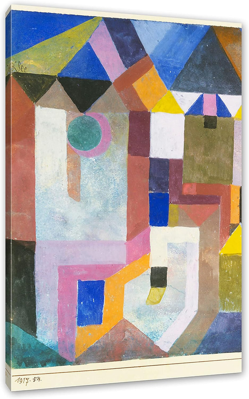 Paul Klee - Bunte Architektur als Leinwandbild / Grösse: 100x70 cm / Wandbild / Kunstdruck / fertig