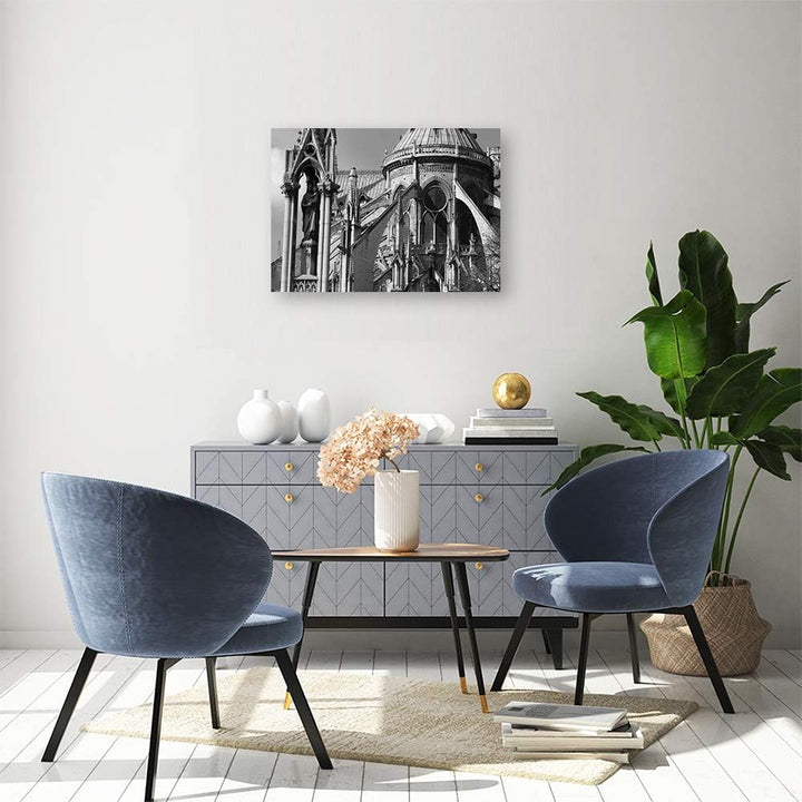 Wandbild XXL Notre-Dame Deko Kunst Bilder Architektur schwarz-weiss 120x80 cm Deko paneel 120x80 cm