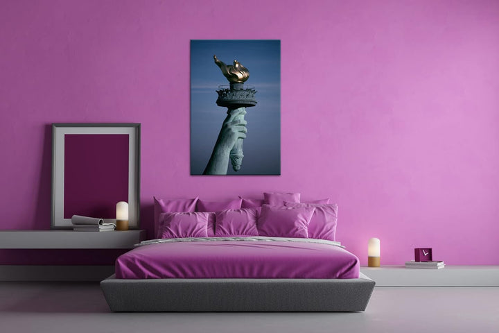 deyoli Fackel der Freiheitsstatue Format: 80x60 als Leinwand, Motiv fertig gerahmt auf Echtholzrahme