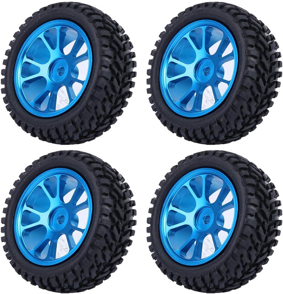 Drfeify RC-Autoreifen, 75-mm-Rallye-Reifen-Ersatzteil aus blauem Aluminium, kompatibel mit WL 1/18 A