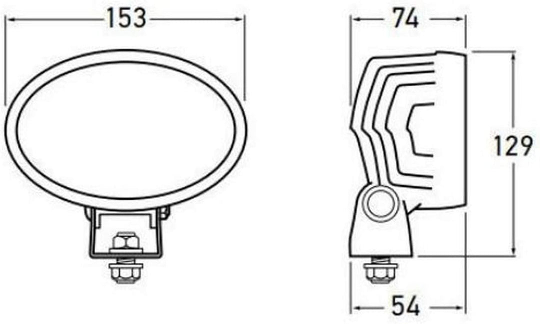 HELLA - LED-Arbeitsscheinwerfer - Oval 100 Gen. II - 12/24V - 4400lm - Anbau/geschraubt - schwenkbar