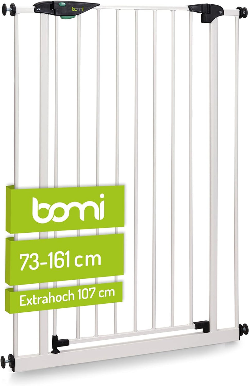 BOMI Treppen Gitter Mira 73-161 cm | Extrahoch | Ohne Bohren | Schliesst automatisch | Absperrgitter