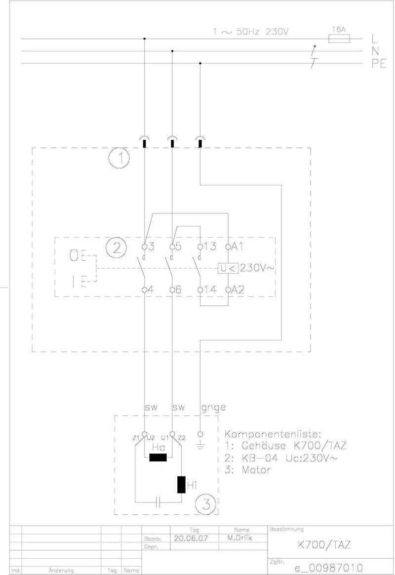 Starter Schalter 1Ph-230V/3kW Unterspannungsauslösung