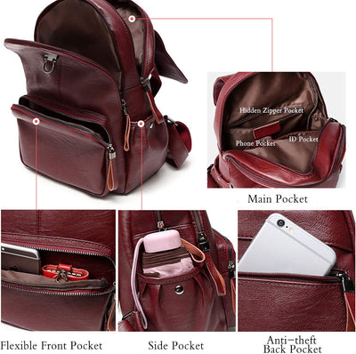 FANDARE Echtes Leder Rucksack Damen Stylisch Rucksäcke Wasserdicht Daypack Schultasche für Universit