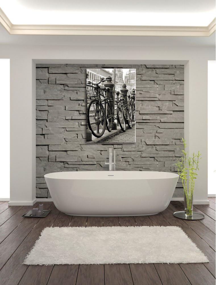 Pixxprint Fahrrad Bahnhof BMX Bahnschiene als Leinwandbild/Grösse: 100x70 / Wandbild/Kunstdruck/fert