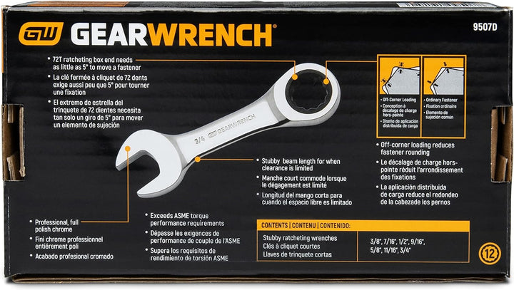 GearWrench Apex Tool Group 89119 10-PC 3/8-Inch Drive Ratcheting Crowfoot Set by 10 Piece 3/8" Dr. R