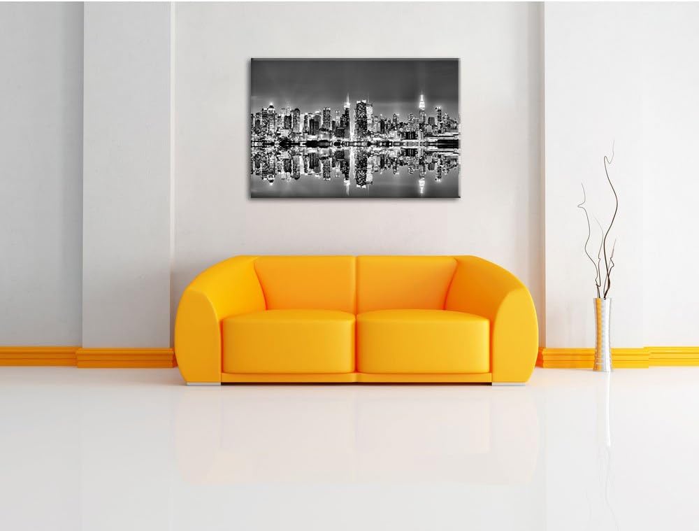 Pixxprint Manhattan Skyline / 100x70cm Leinwandbild bespannt auf Holzrahmen/Wandbild Kunstdruck Deko