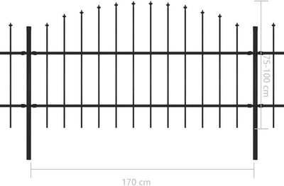 Gecheer Gartenzaun Gartentor Zaunpaneel (0,75-1) x 10,2 m Mit Dekorativen Speerspitzen,Schmuckzaun T