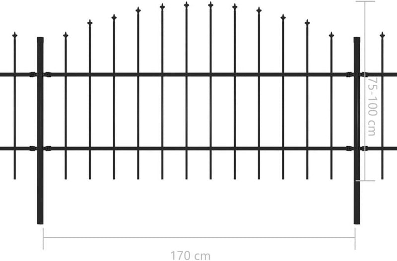 Gecheer Gartenzaun Gartentor Zaunpaneel (0,75-1) x 10,2 m Mit Dekorativen Speerspitzen,Schmuckzaun T