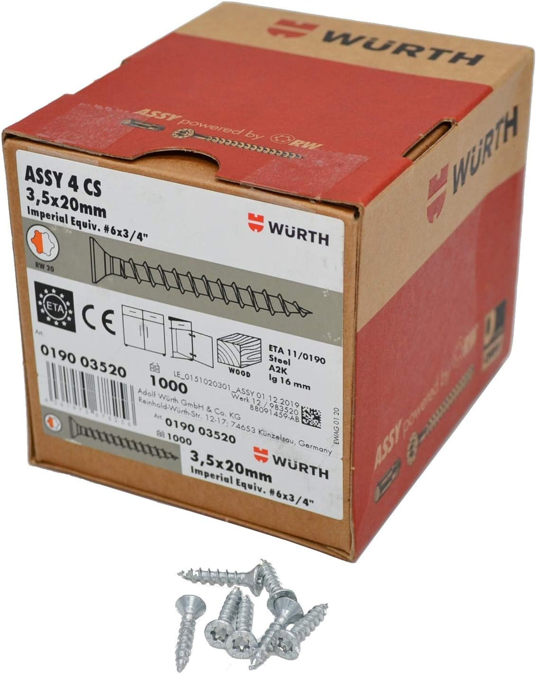 ASSY 4 CS Stahl verzinkt Vollgewinde Senkkopf RW, SHR-SEKPF-HO-RW20-(A2K)-3,5X20/16