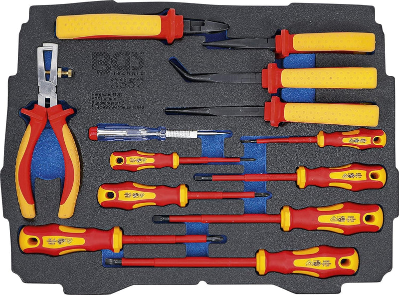 BGS 3352 | Schaumeinlage für Art. BOXSYS1 & 2: VDE-Zangen-/ Schraubendreher-Satz | 13-tlg. Leer-Koff