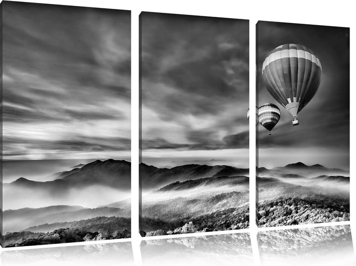 Pixxprint Heiss Luftballons Alpen als Leinwandbild/Grösse: 3 Teilig (120x80 cm) cm/Wandbild/Kunstdru