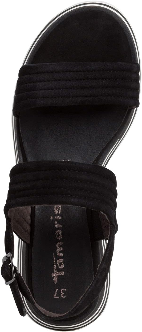 Tamaris Damen Keilsandalen, Frauen Sandalen,Touch It-Fussbett 37 EU Schwarz, 37 EU Schwarz