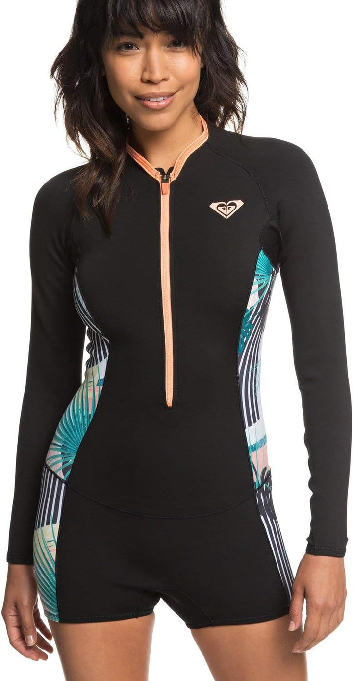 Roxy 1,5 mm Pop Surf Long Sleeve Spring Shorty Neoprenanzug Schwarz - Leicht