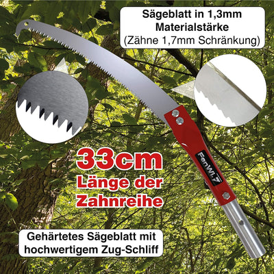 FenWi Astsäge Modul als Zubehör zu Teleskopstange oder Teleskopstab Baumsäge-Aufsatz