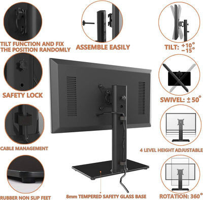 Hemudu Monitor Ständer Tischständer für 13 Zoll-32 Zoll Monitore, schwenkbar, neigbar, rotierbar, hö