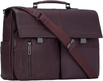 Piquadro Ronnie Aktentasche Leder 43 cm Laptopfach Brown 43,00 x 31,00 x 14,00 (cm), Brown 43,00 x 3