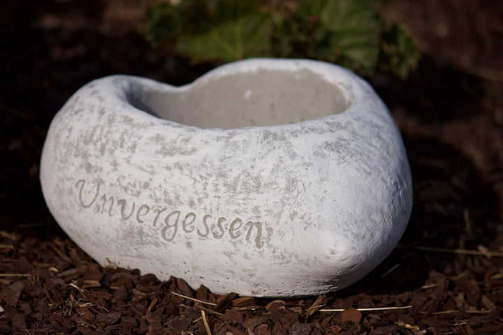 Grabschmuck Pflanzschale Herz Unvergessen, Frost- und wetterfest, massiver Steinguss