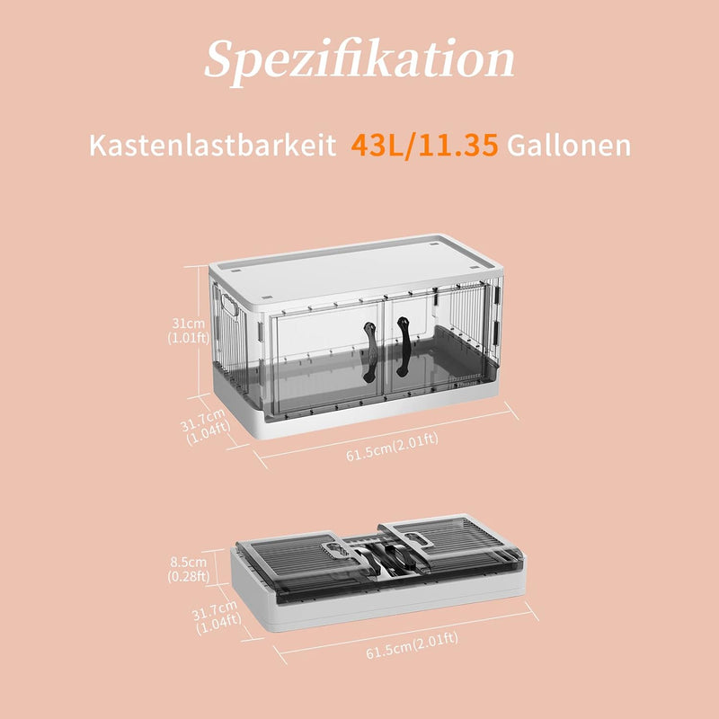 Kiseely Grosser Aufbewahrungskasten mit Deckel, 172L Aufbewahrungsbehälter, 4er-Pack faltbare Aufbew
