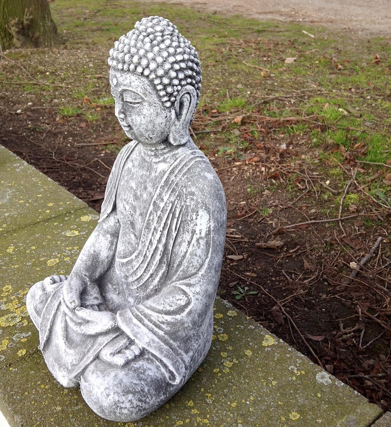 Steinfigur Buddha, Frostfest bis -30°C, massiver Steinguss