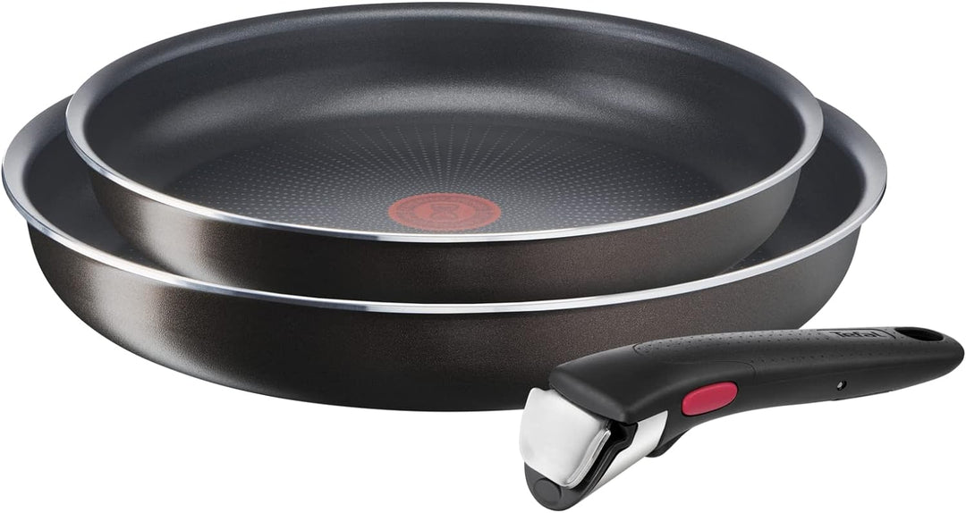 Tefal Ingenio Easy Plus Pfannen-Set, 24/28 cm, abnehmbarer Griff, stapelbar, Antihaftbeschichtung, f