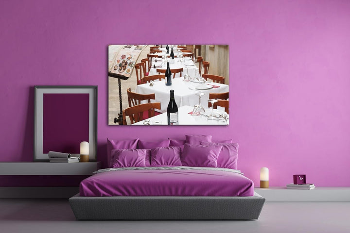 deyoli Restaurant Tische im Aussenbereich Format: 80x60 als Leinwandbild, Motiv fertig gerahmt auf E