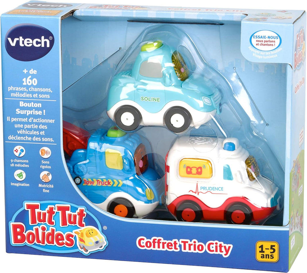 Vtech - 207325 - Jouet Musical - Tut Tut Bolides - Coffret Trio City - Taxi Jaune + Bus Rouge + 4 X