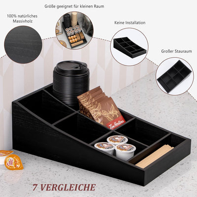 ANBOXIT Kaffee Organizer, Holz Kaffeestation Zubehör Organizer für kaffeeecke, Kaffee Gewürz Tablett