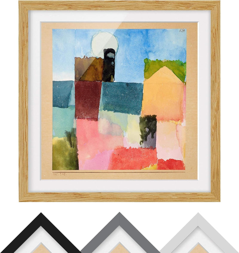 Bild mit Rahmen - Paul Klee - Mondaufgang - Rahmenfarbe Eiche, 70 x 70 cm 70cm x 70cm Eiche, 70cm x