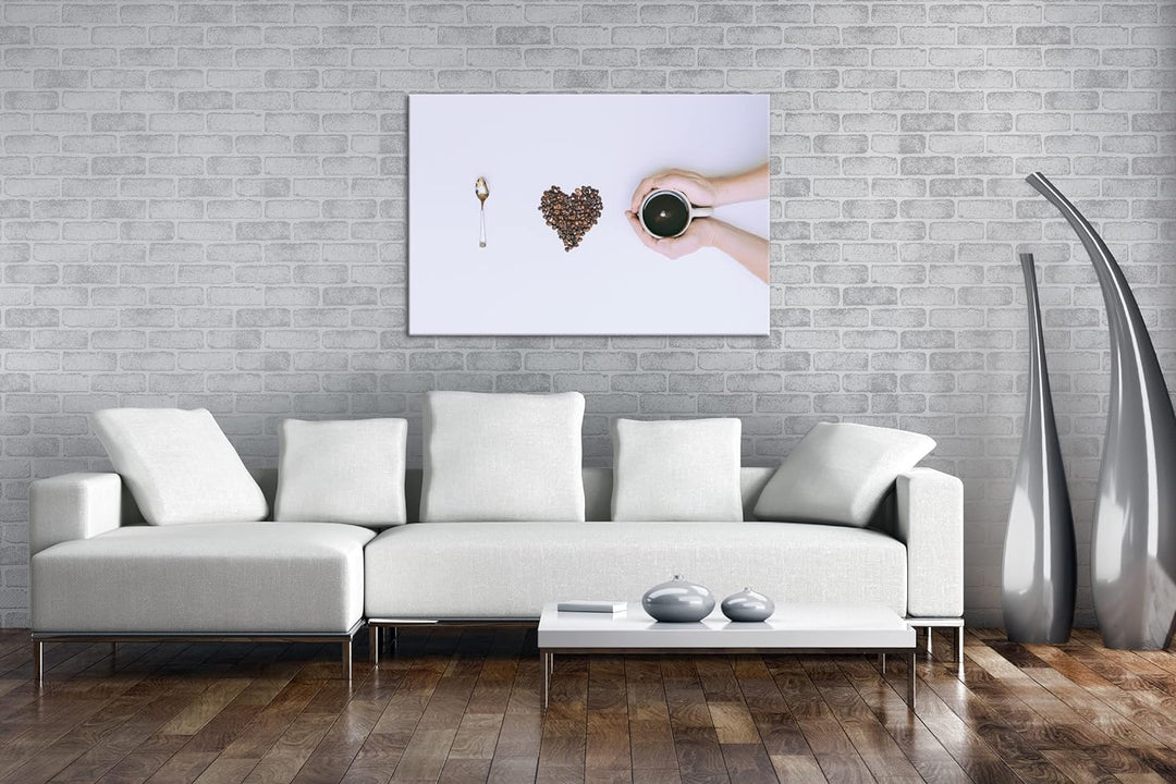deyoli Kaffeebohnen in kreativer Herzform im Format: 80x60 als Leinwandbild, Motiv fertig gerahmt au