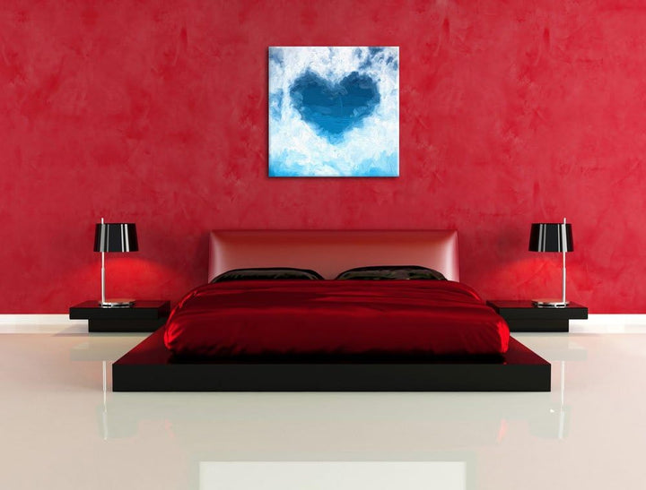 Pixxprint Romantisches Herz in den Wolken als Leinwandbild Quadratisch | Grösse: 70x70 | Wandbild| K