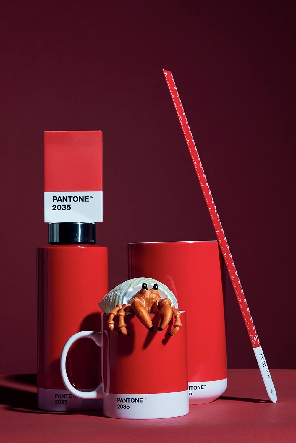 PANTONE Porzellan Vase mit Geschenkbox, Jar, dekorative hochwertige Blumenvase, 1 Liter, Red 2035 C,