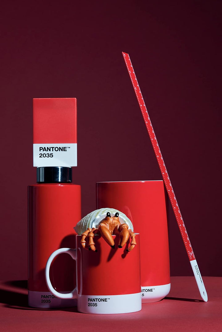 PANTONE Porzellan Vase mit Geschenkbox, Jar, dekorative hochwertige Blumenvase, 1 Liter, Red 2035 C,