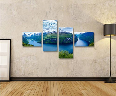 islandburner Bild Bilder auf Leinwand Fjorde V2 Norwegen 4L XXL Poster Leinwandbild Wandbild Dekoart