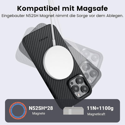 pitaka Hülle für iPhone 15 Pro Magnetische Schutzhülle mit Vollem Schutz Kompatibel mit Magsafe Dünn