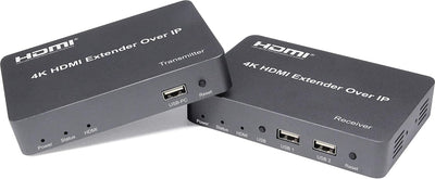 PremiumCord 4K HDMI Extender mit USB auf 150m über IP, Metallgehäuse, Kompatibel mit 4K 2160p, Full