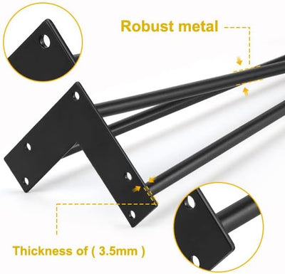 Knpwer 4 Stück Haarnadel Tischbein 60 cm,3 Stangen Haarnadel Füsse,DIY Black Hairpin Couchtisch Bein