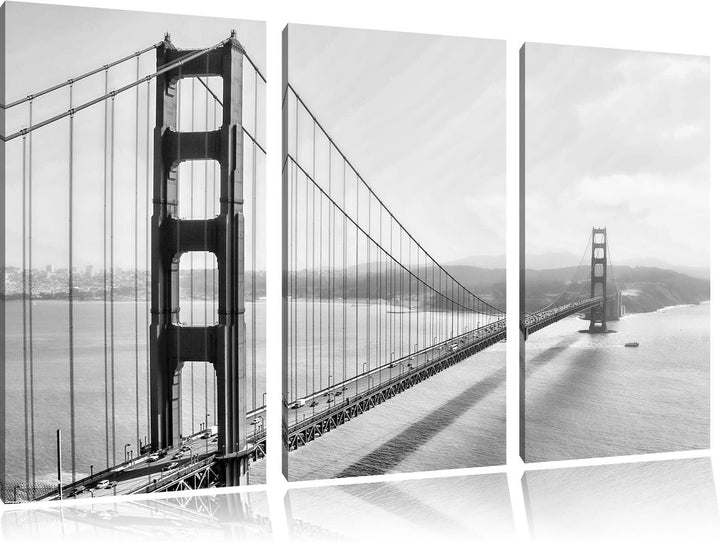Pixxprint Golden Gate Bridge, San Francisco / 3-Teilig/Gesamtmass 120cm Leinwandbild bespannt auf Ho